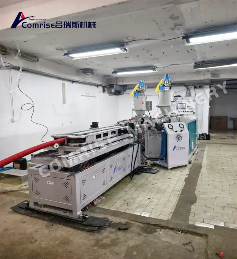 Mesin Pipa Bergelombang Dinding Tunggal/Double Selesai Uji Coba di Eropa